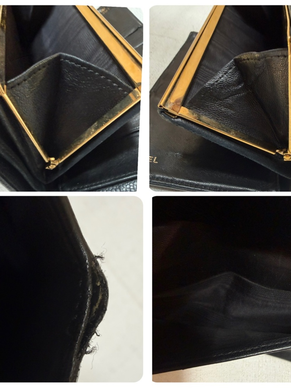 Chanel Vintage Black Caviar Leather CC Logo Long Wallet Clutch Gold tone - Picture 8 of 15